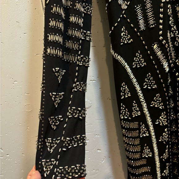 Arden B black beaded low v neck mini dress medium - Picture 6 of 9